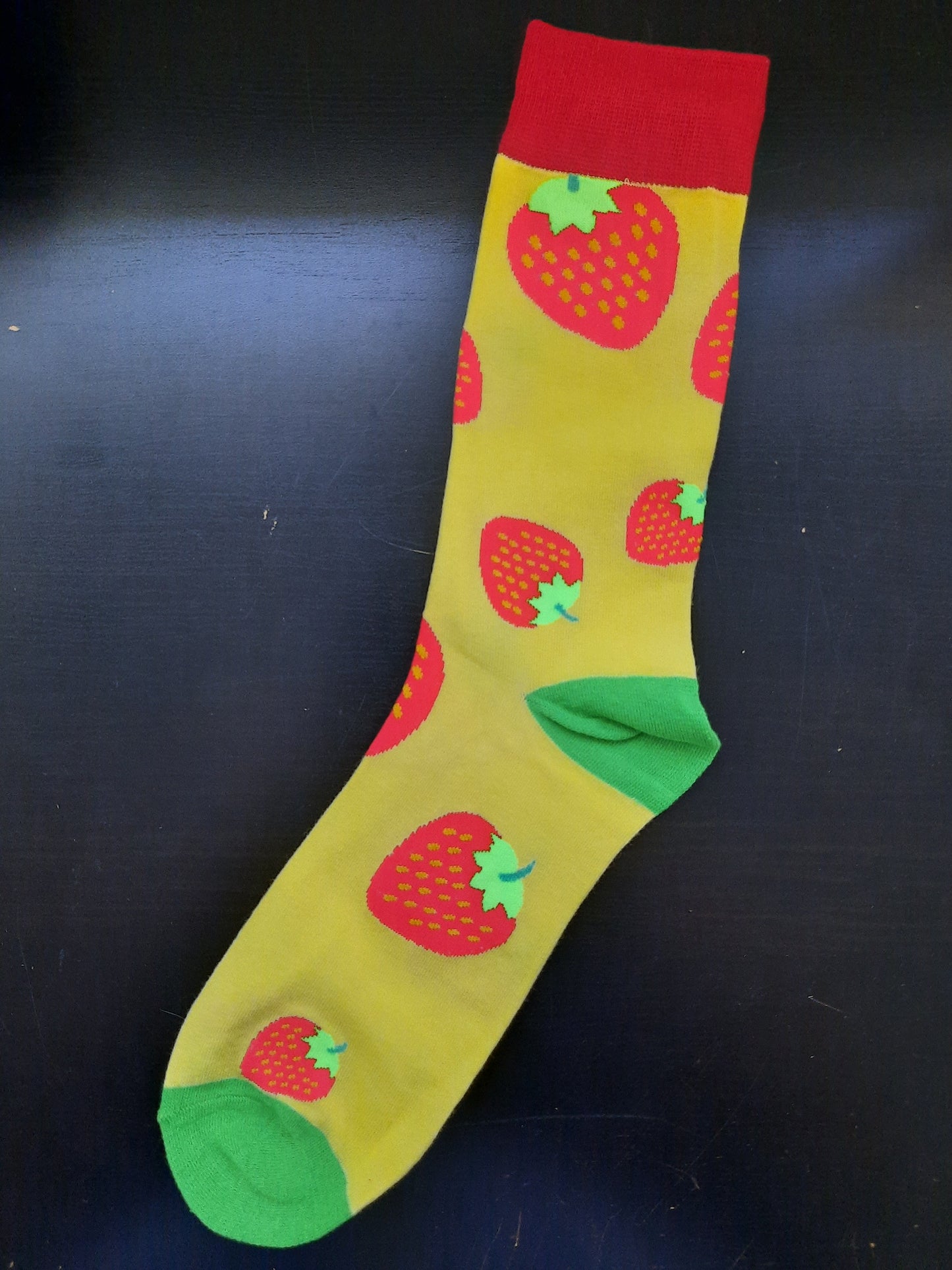 Yellow socks with red strawberries - Fruit