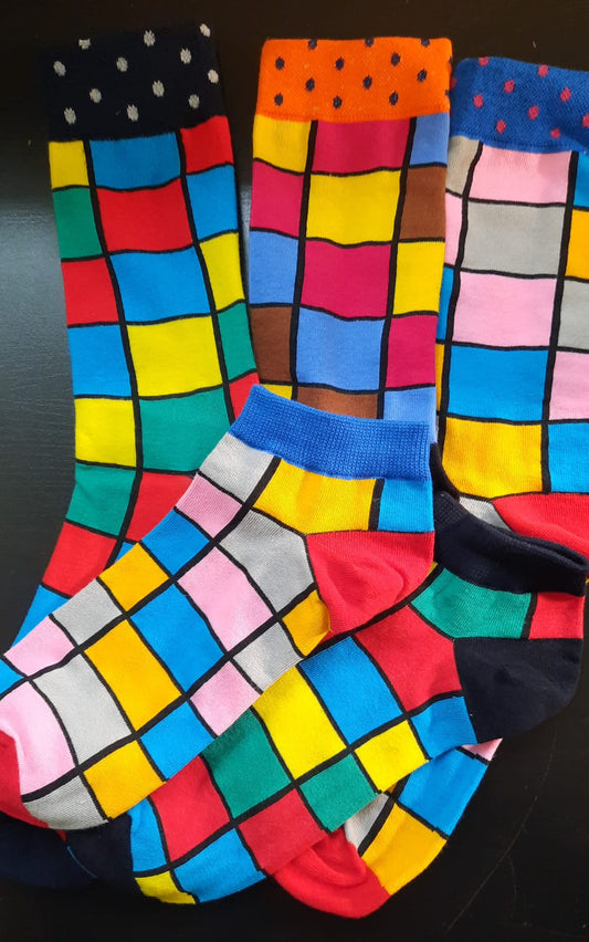 Colorful Squares - Crew and Ankle Socks