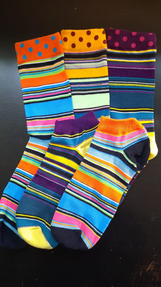 Colorful Stripes Socks - Crew and Ankle