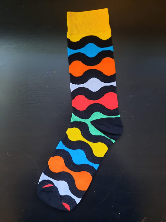 Colorful wavey blob socks
