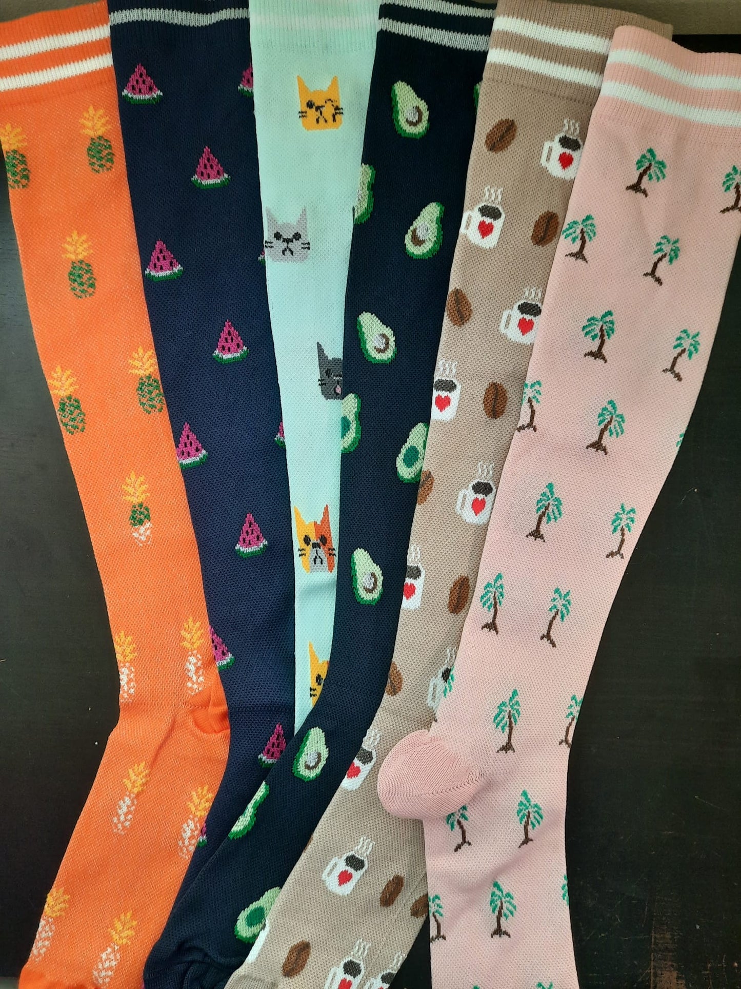Compression Sock Collection - Food, palm trees, cats and dogs