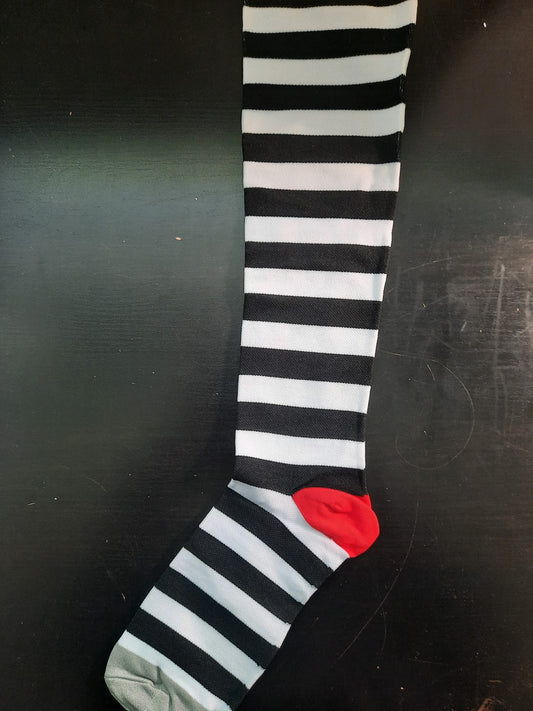 Black and White Striped Compression Socks